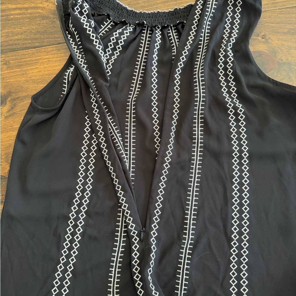 White House Black Market Black Sleeveless Embroidered Halter Top - Picture 5 of 5